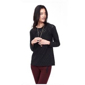 Banana Republic NEW With Tags Black 3/4 Pointelle Geometric Top Small